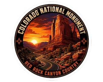 Colorado National Monument Sticker, Colorado Red Rock Canyon Travel Decal, National Park Souvenir, Road Trip Gift for Hikers and Campers