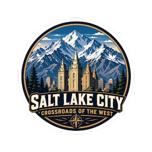 Klistermärke från Salt Lake City, souvenirdekal från bergen, present till Crossroads of the West, minne från skidresa