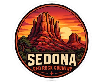 Sedona Sticker, Red Rock Country Souvenir Decal, Arizona Desert Road Trip Gift for Water Bottle Laptop