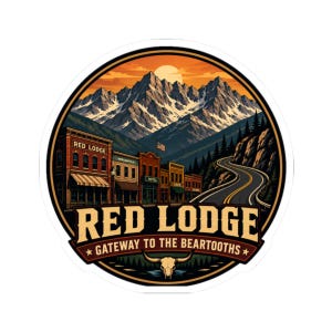 Red Lodge Montana Sticker, Beartooth Highway Decal, Yellowstone Gateway Souvenir, Mountain Town Road Trip Gift for Travelers & Locals