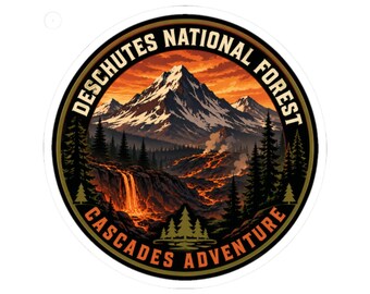 Sticker for Hikers Campers, Deschutes National Forest Sticker, Oregon Cascades Souvenir Decal, PNW Road Trip Gift, Hiking Keepsake