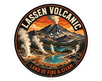 ハイカーやキャンパー向けのステッカー、ラッセン火山国立公園のステッカー、カリフォルニアのお土産デカール、ロードトリップ旅行ギフト、ウォーターボトル、ノートパソコン