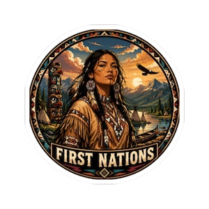 First Nations Sticker, Indigenous Art Decal, Cultural Heritage Souvenir, Native Pride Gift, Laptop Water Bottle Decal, Road Trip Keepsake