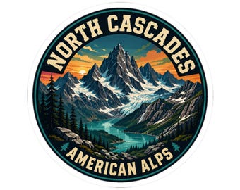 Sticker for Hikers Campers, North Cascades National Park Sticker, Washington American Alps Souvenir Decal, Road Trip Travel Gift
