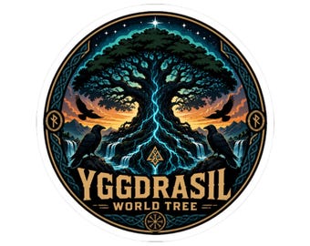 Adesivo Yggdrasil, Decalque de Vinil da Árvore do Mundo Nórdico, Lembrança Viking do Corvo Huginn e Muninn, Presente de Viagem Pagã da Mitologia Nórdica
