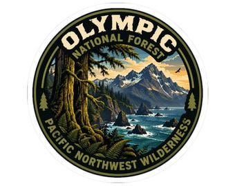 Sticker for Hikers Campers, Olympic National Forest Sticker, Washington PNW Souvenir Decal, Outdoor Travel Gift, Road Trip Keepsake