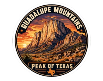 Sticker for Hikers Campers, Guadalupe Mountains National Park Sticker, Texas Souvenir Decal, Road Trip Travel Gift, Outdoor Adventure Gift