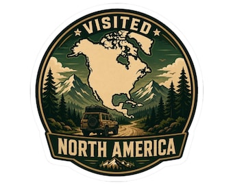 North America Sticker, Visited North America Travel Decal, Continental Road Trip Souvenir, Van Life Laptop Sticker, Water Bottle Adventure