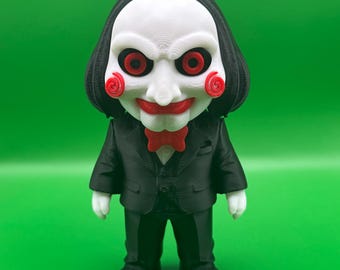 Drukowana w 3D figurka kukiełki Billy'ego – kolekcjonerska figurka z horroru SAW, figurka lalki Jigsaw, przerażający wystrój filmowy