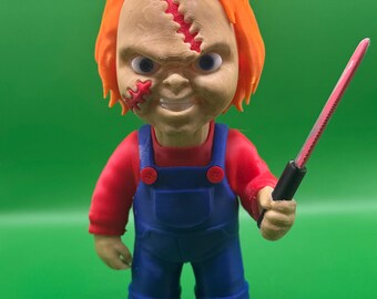 Drukowana w 3D figurka Chucky'ego – kolekcjonerska figurka z horroru, dekoracja z PLA o średnicy 15 cm