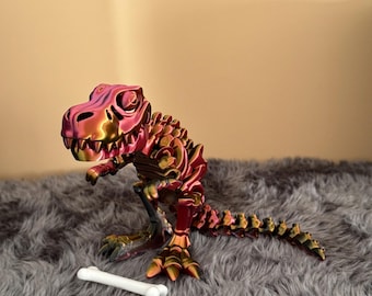 Przegubowy T-Rex z dodatkiem kości – prezent drukowany w 3D dla miłośników dinozaurów