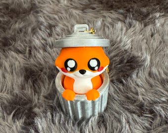 Brelok Fidget w kształcie lisa w koszu na śmieci, drukowany w 3D – akcesorium do klikania PLA