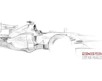 Mercedes F1 Car - Original A3 Pencil Sketch