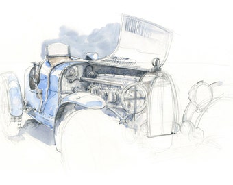 Type 35 Bugatti Watercolour - Limited Edition Print