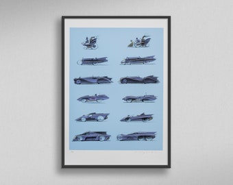 Batmobiles through the Ages - Limited Edition print