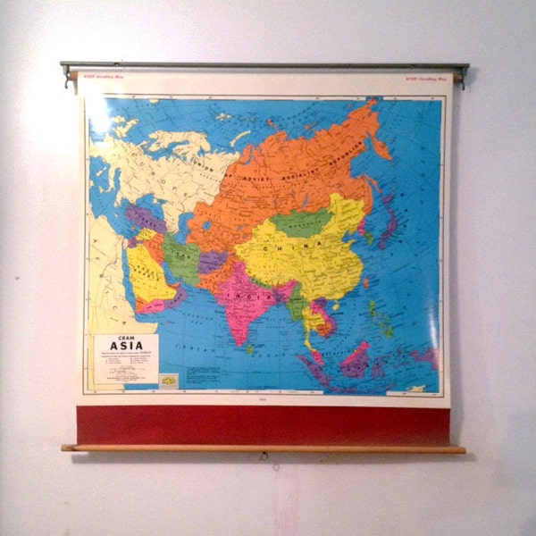 Vintage Pull Down Map of Asia