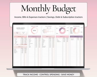 Monatliche Budget Tabelle Google Sheets Vorlage, Budget Planer Dashboard, Ausgaben Tracker, Rechnungskalender, Abonnement Tracker