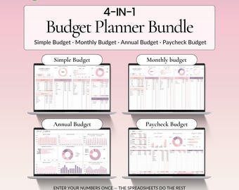 Budget spreadsheet Bundle Google Sheets: Monthly Budget planner, Simple Budget template, Annual Budget, Paycheck Budget