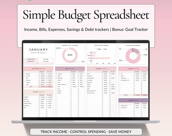Budget spreadsheet Google Sheets, Monthly Budget Planner: Expense Tracker, Bill Tracker, Savings & Debt tracker
