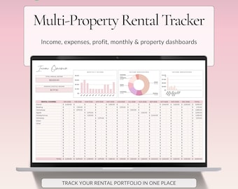 Multi Property Rental Tracker Spreadsheet, Rental Income and Expense Tracker Google Sheets, Landlord Airbnb Bookkeeping template
