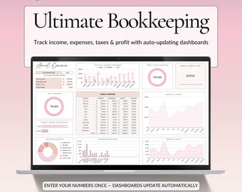 Small Business Bookkeeping Spreadsheet Template, Google Sheets Income & Expense Tracker, Profit Dashboard, Sales Tax, Balance Sheet