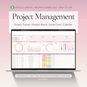 Project management template google sheets, kanban board & gantt chart template, task tracker spreadsheet, project planner