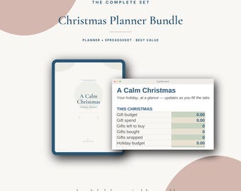 Christmas Planner Bundle | GoodNotes Holiday Planner + Budget Spreadsheet | Gift Tracker Menu Card List | Printable | Instant Download