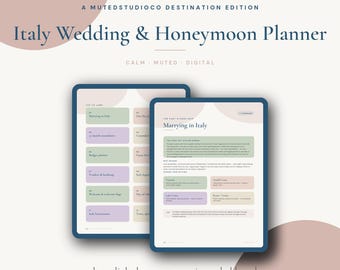 Italy Wedding & Honeymoon Planner | Destination Wedding Printable GoodNotes Download | Budget Checklist Guest List | Hyperlinked PDF