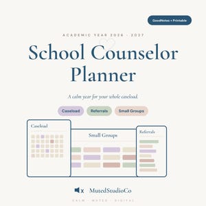 Schoolbegeleiderplanner 2026-2027, digitaal en printbaar | Caseloadtracker, verwijzingslogboek, SEL, 504-plan, gegevens voor kleine groepen | GoodNotes