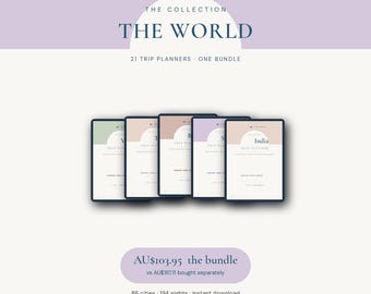 World Travel Planner Bundle | 21 GoodNotes Itineraries | The Ultimate Bucket List Trip Planner Collection | Hyperlinked PDF