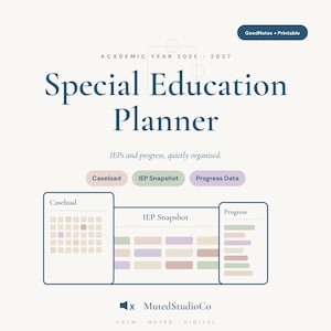 Special Education Planner 2026-2027, Digital & Printable | SPED IEP Caseload Tracker, Meeting Prep, Progress Monitoring, GoodNotes