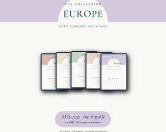 Europe Travel Planner Bundle | 8 Printable & GoodNotes Itineraries | Italy France Greece Spain Croatia | Hyperlinked PDF