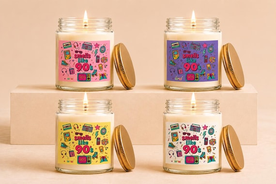 90s Nostalgia Boxy Candle, Smells Like 90s Candle, 90s Lover Gift, Nostalgic Gift, Funny Retro 90s, 90s Party Decoration