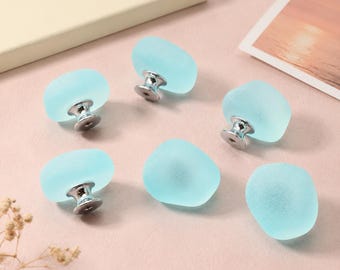 Modern Frosted Light Blue Sea Stone Door Knob 1.29" Decorative Cabinet Handle for Kitchen, Bedroom & Home Décor