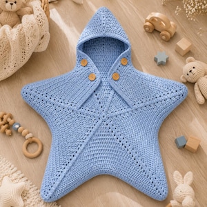 Crochet Star Baby Sleep Sack Pattern PDF, Newborn Star Blanket, Crochet Star Swaddle, Baby Sleepsuit, DIY Baby Shower Gift