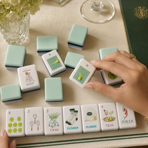 Tennis Mahjong Set | Elegant Women's Mahjong Game | Country Club Inspired Acrylic Tiles | Luxury Gift for Tennis Lovers