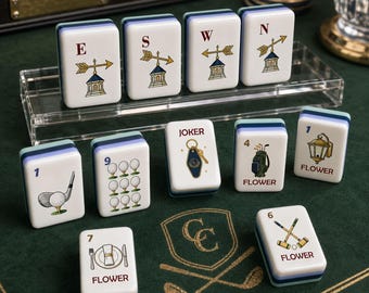 Country Club Mahjong Tiles Set, Golf Tennis Pickleball American Mahjong, Custom UV Printed Acrylic Tiles,