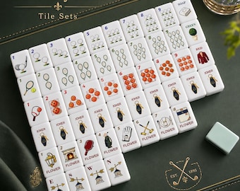 Country Club Mahjong Set, Golf Tennis Pickleball American Mahjong, Custom UV Printed Acrylic Tiles, Luxury Game Night Gift