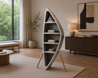 Vokos Aircraft Wing Bookshelf | Handmade Aviator Display Shelf | Industrial Aluminum Furniture