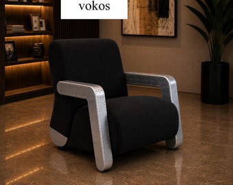 Vokos Aviator Accent Chair | Aircraft Aluminum Lounge Armchair | Industrial Sofa
