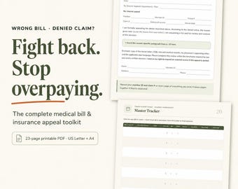 Toolkit für Rechtsstreitigkeiten bei medizinischen Rechnungen und Versicherungen, Anspruchsablehnungsbriefvorlagen, Handbuch für Krankenhausverhandlungen, druckbare PDF-Datei für Patienten
