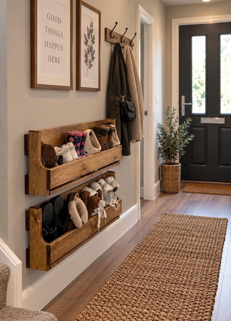 Storage Rack On Guard Rails UK Made, Floating Shoe Rack, Wall Mounted or Freestanding Trainer ...