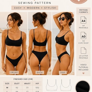 PATTERN Bikini Easy Swimsuit M and L | Instant Download