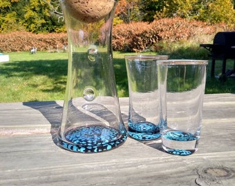 Turquoise and black decanter set