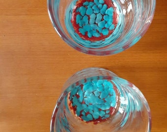 Red and Turquoise rocks glass
