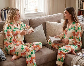Familie Passender Dinosaurier Pyjamas | Cartoon T-Rex Satin Nachtwäsche