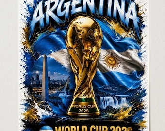 Argentina 2026 Mundial PNG, Gráfico de salpicaduras de pintura de fútbol, Diseño de sublimación, (Descarga digital)