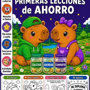 Coco y Lila: Primeras Lecciones de Ahorro | Libro de Actividades con Capibaras | Niños 4-6 años | PDF en Español