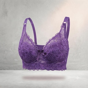 Women's Full Cup Wireless Lace Bra, Plus Size No Underwire Bralette, Adjustable Comfort Everyday Lingerie B C D Cup, Gift for Her