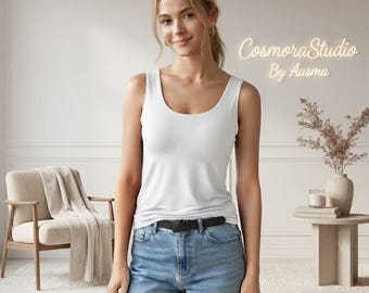 Women's Built In Bra Tank Top, Padded Shelf Bra Cami, Slim Fit Sleeveless Vest, Layering Camisole, Casual Yoga Workout Top, and Gift for Her
